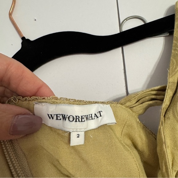 WeWoreWhat Beige Linen Blend Strapless Mini Dress Size 2 - Picture 8 of 15